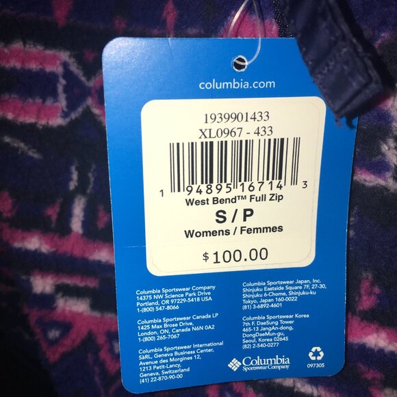Columbia Fleece Zip Up Jacket Pink and Purple Size SMALL NWT - Picture 4 of 4